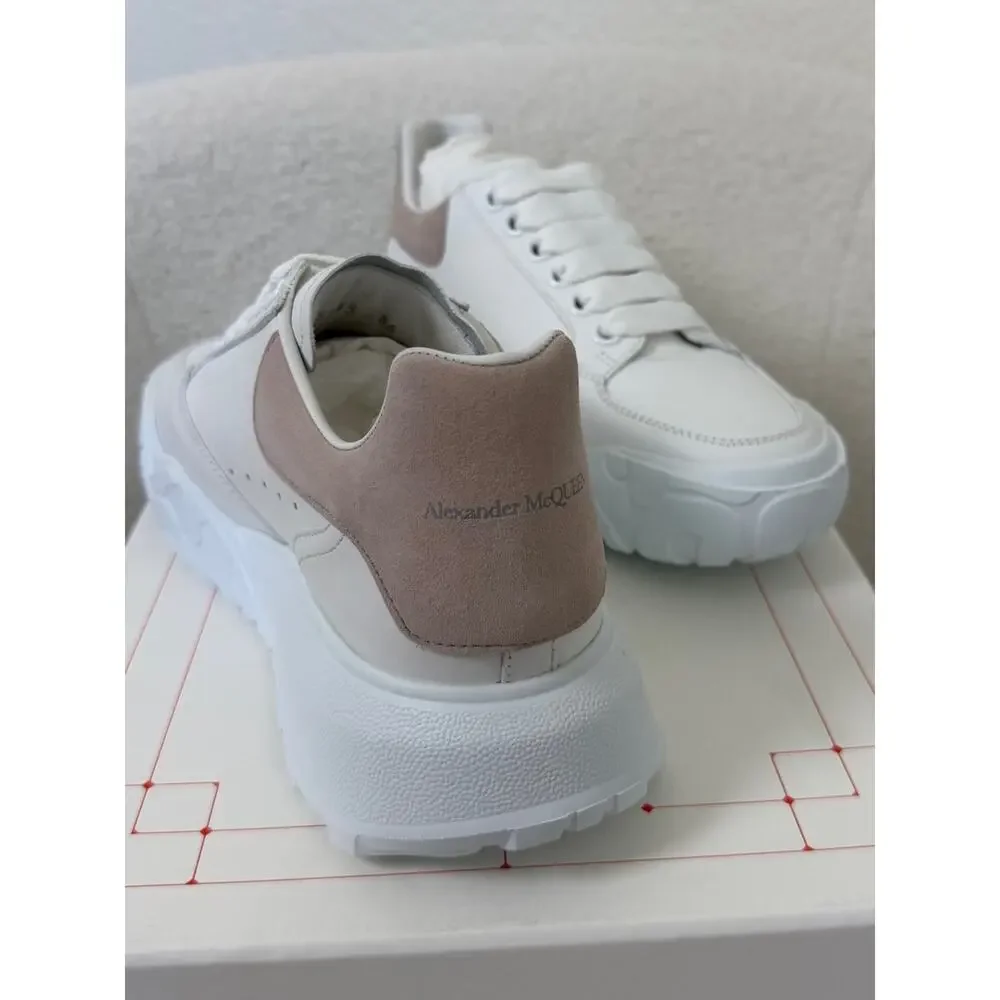 Alexander McQueen Women’s White Sneakers with Blush Accent New 39